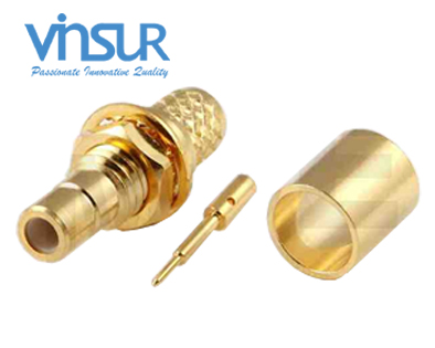 11621215 -- RF CONNECTOR - 50OHMS , SMB FEMALE , STRAIGHT , BULKHEAD REAR MOUNT , CRIMP TYPE , RG58 , RG142 , LMR195 CABLE